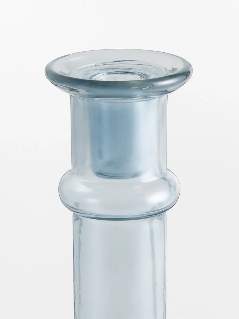 New! Crate&Barrel Pale Blue Glass Taper Candle Holder 12”